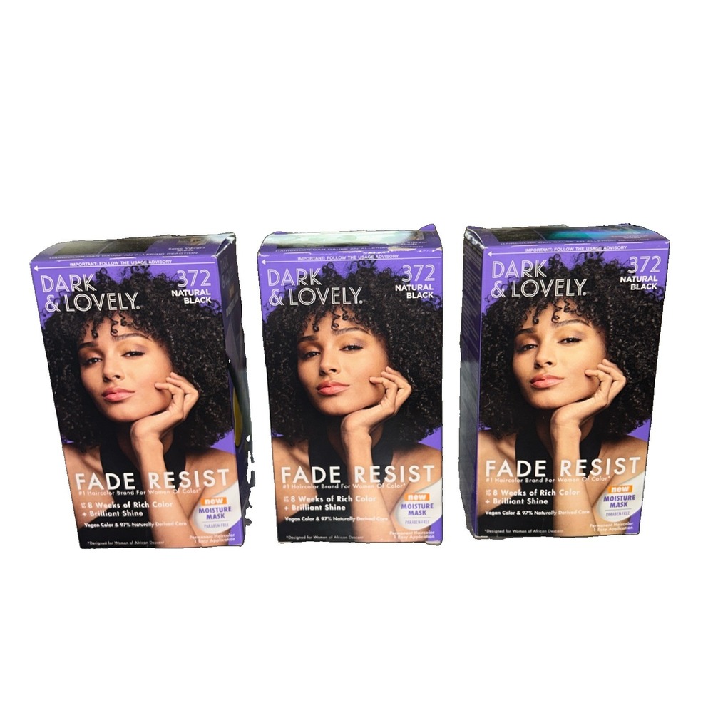 3x Dark & Lovely Color  Natural Black Permanent Fade Resistant Covers Gray Hair